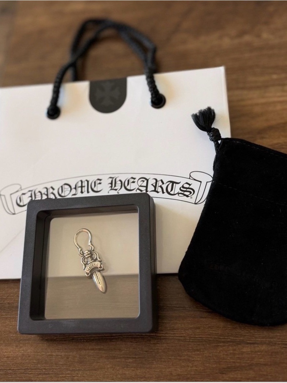 Chrome Hearts Silver Dagger Charm Key Holder - Silver